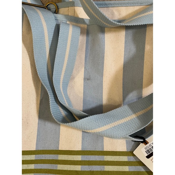 MAGNOLIA Large Canvas Tote Bag Cross Nautical Blue Stripe Farmhouse Beach Travel - Picture 11 of 11